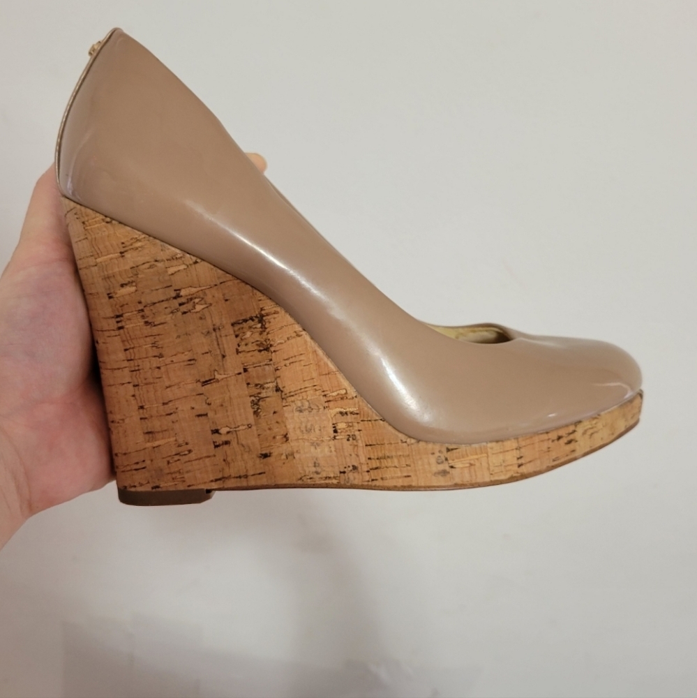 Womens Nine West Halenia Platform Wedge Pumps - Natural size 6.5
